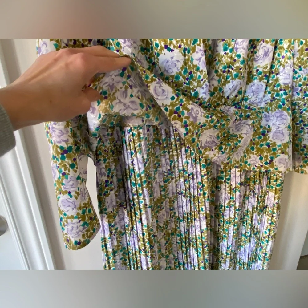 Vintage floral micropleated midi dress - Picture 9 of 15